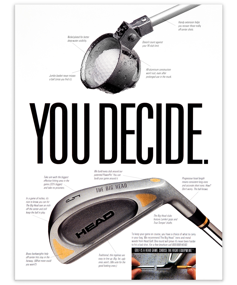 Ad for Head golf clubs 